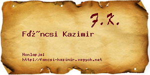 Fáncsi Kazimir névjegykártya